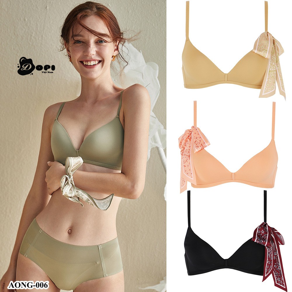 Bộ đồ lót áo ngực và quần lót nữ cao cấp AONG-006 không gọng phối ren