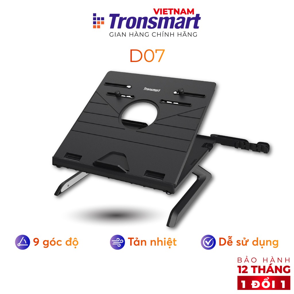 Giá đỡ laptop gấp gọn Tronsmart D07 Điều chỉnh độ cao Kèm giá đỡ điện thoại - Hàng chính hãng - Bảo hành 12 tháng 1 đổi