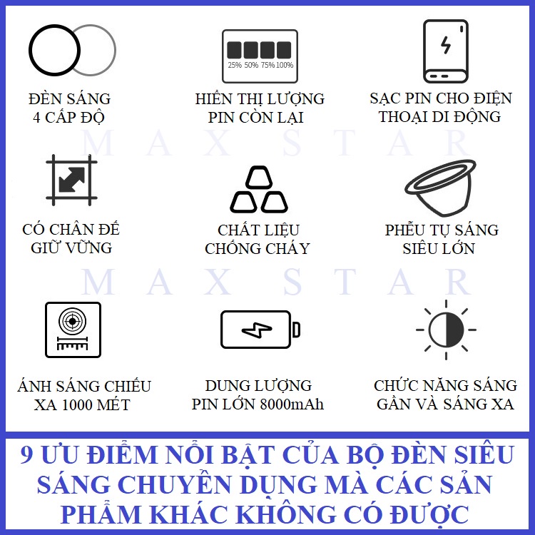 Đèn pin cầm tay W591 siêu sáng chiếu xa 1000m chống thấm nước có chân đế Đèn pin cầm tay mini siêu sáng sạc điện