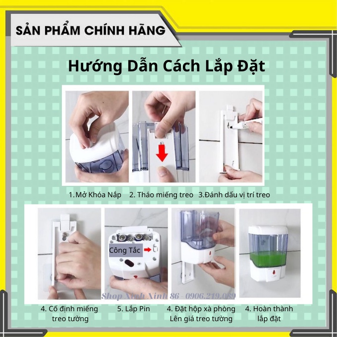 Hộp Đựng Nước Rửa Tay - Nước Rửa Bát - Cồn Sát Khuẩn Cảm Biến Tự Động Nhỏ Giọt Phun Sương 700ml