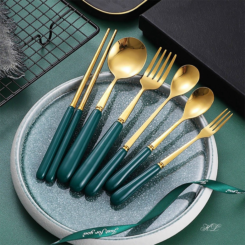 Thìa ăn dặm cho bé inox cán sứ xanh ngọc mới