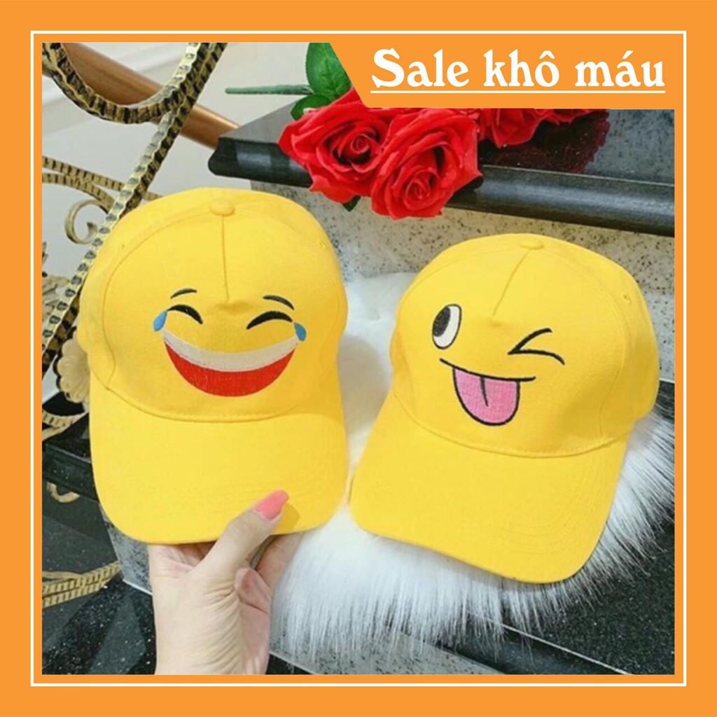 Mũ/nón kết Lưỡi Trai Nam Nữ Chất Vải Kaki Thêu Mặt Cười May Mắn - NhímStore275