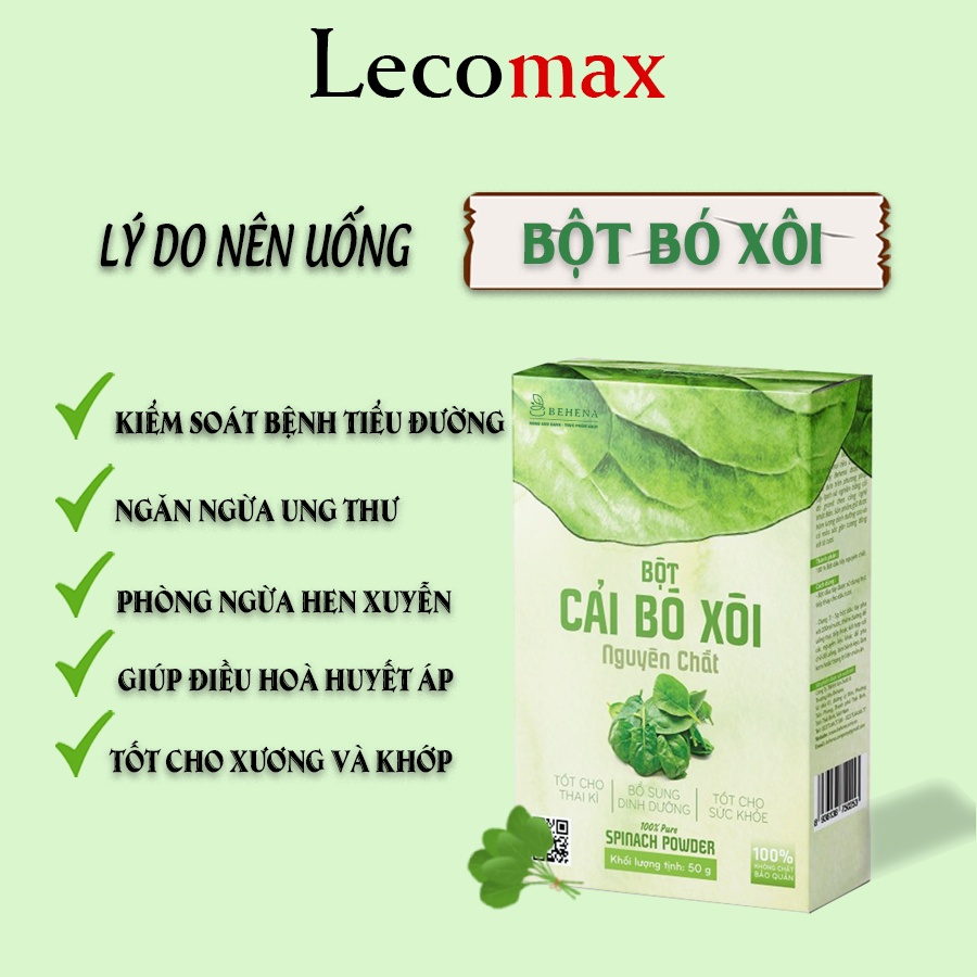 Bột cải bó xôi kale behena nguyên chất sấy lạnh ăn dặm Lecomax LMB08