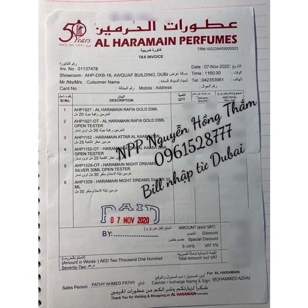 [ Chính hãng Hàng Loại 1 ] Set 5 lăn Tinh Dầu Dubai Chính Hãng kèm Bill 25ml | Thế Giới Skin Care