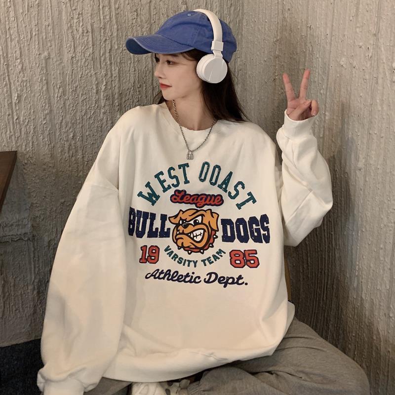 Áo Sweater Nữ Tay Dài Dáng Rộng In Họa Tiết Thời Trang