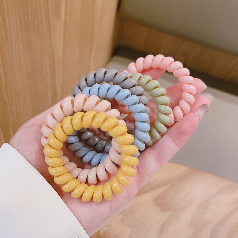 Thun cột tóc hình lò xo màu Pastel phong cách Hàn Quốc