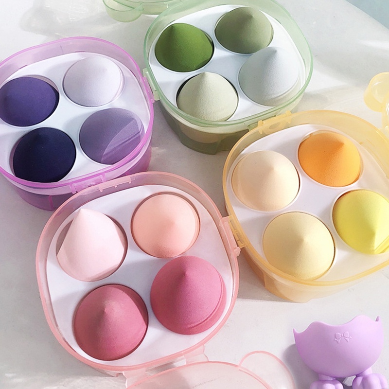 Set Mút Trang Điểm Ướt Và Khô Tự Nhiên Hình Gấu Dễ Thương