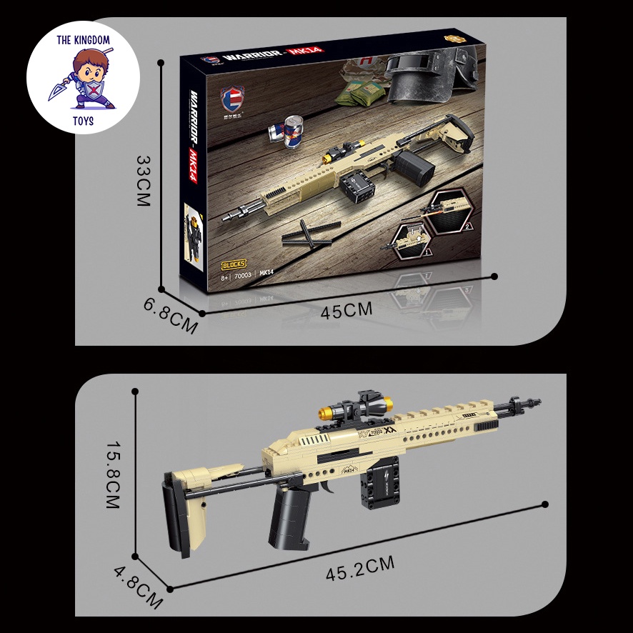 Đồ Chơi Lắp Ráp PUBG Mô Hình MK14 / Vector / M416 / Scar RAEL Free Fire CSGO Đồ Chơi Cho Bé 70003