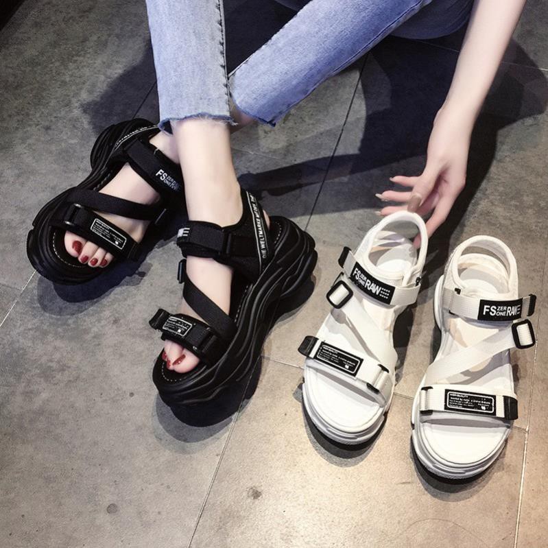 Sandal đế cao 2021, giày quai chéo nữ 2 màu dáng Hàn Quốc siêu xinh AM018