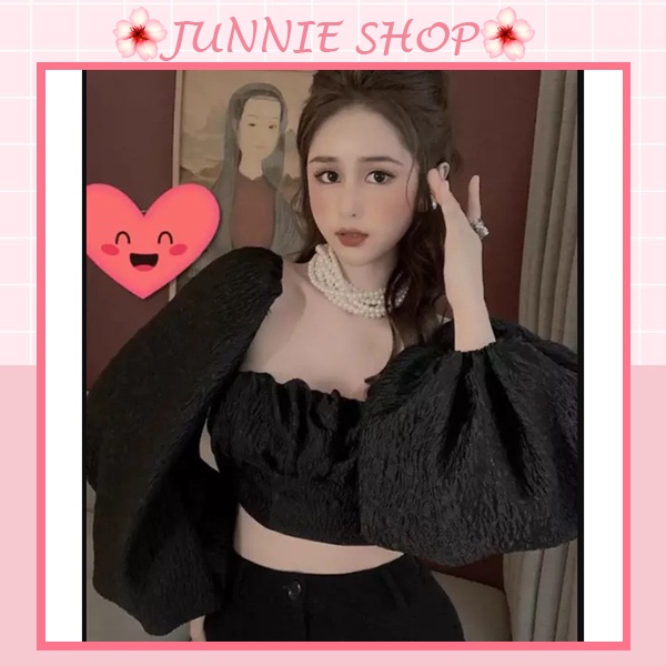 Áo kiểu tiểu thư tay bồng thắt nơ lưng kèm mút ngực cực xinh