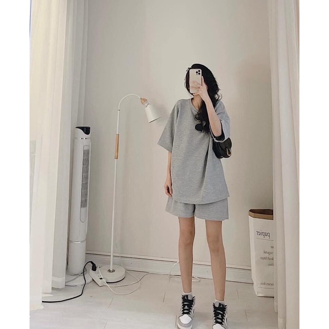Set Đồ Trơn Cộc Tay Nữ🌸Bộ quần short đùi áo form rộng tay lỡ mặc ở nhà Ulzzang 🌸Phong cách thể thao