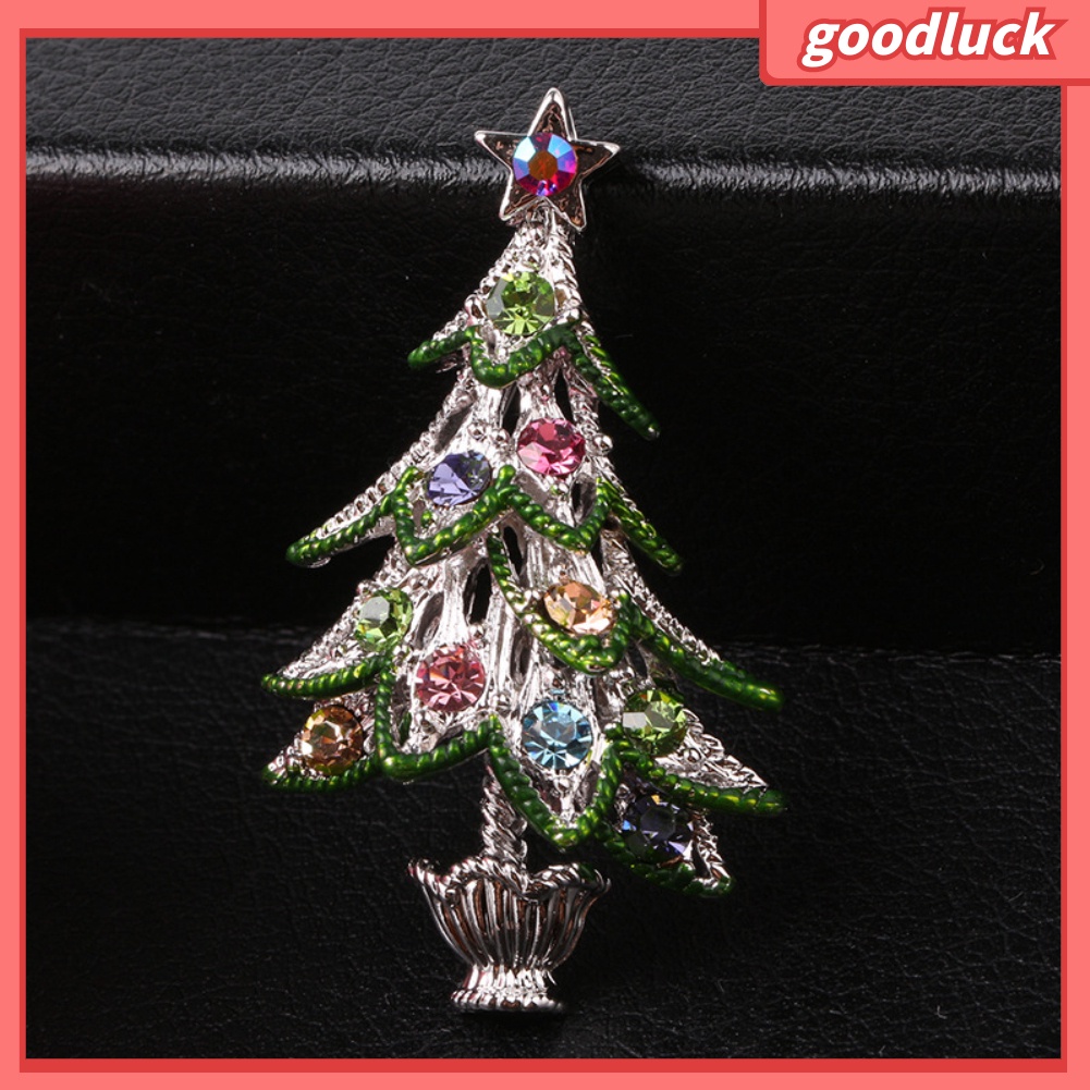 Trâm Cài Áo Hình Cây Thông Giáng Sinh Có Đính Đá Cho Nữ