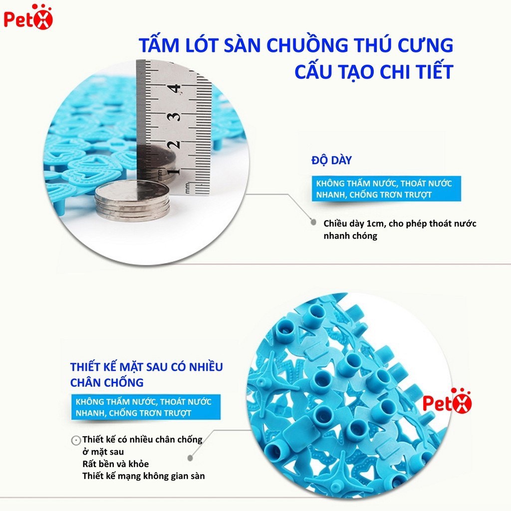 Tấm lót sàn chuồng mèo, chuồng chó bằng nhựa nhiều màu bằng nhựa PVC 20x30cm