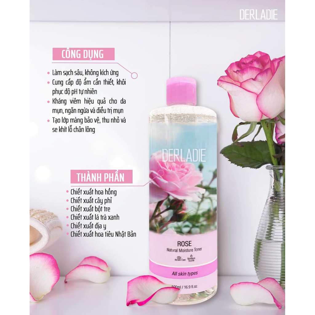 Nước Cân Bằng Da 💖FREESHIP💖 Toner Derladie Rose Natural Moisture Tone  Rose HALINDG364A Cao Cấp | BigBuy360 - bigbuy360.vn