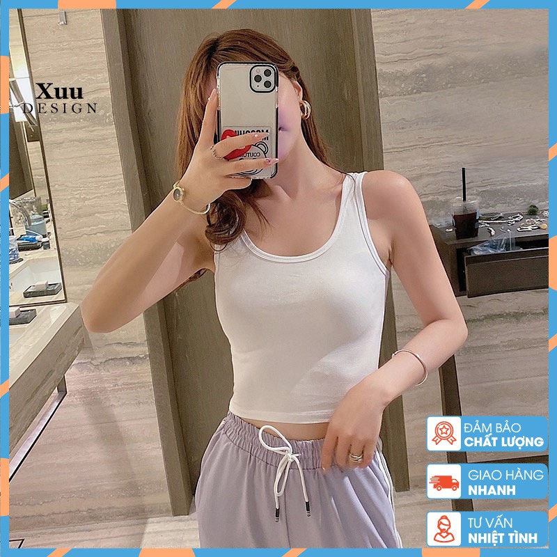 Áo croptop body chất cotton co dãn Xuu Design, Áo ba lỗ trơn kiểu dáng đơn giản nhiều màu siêu đẹp AD05 | BigBuy360 - bigbuy360.vn