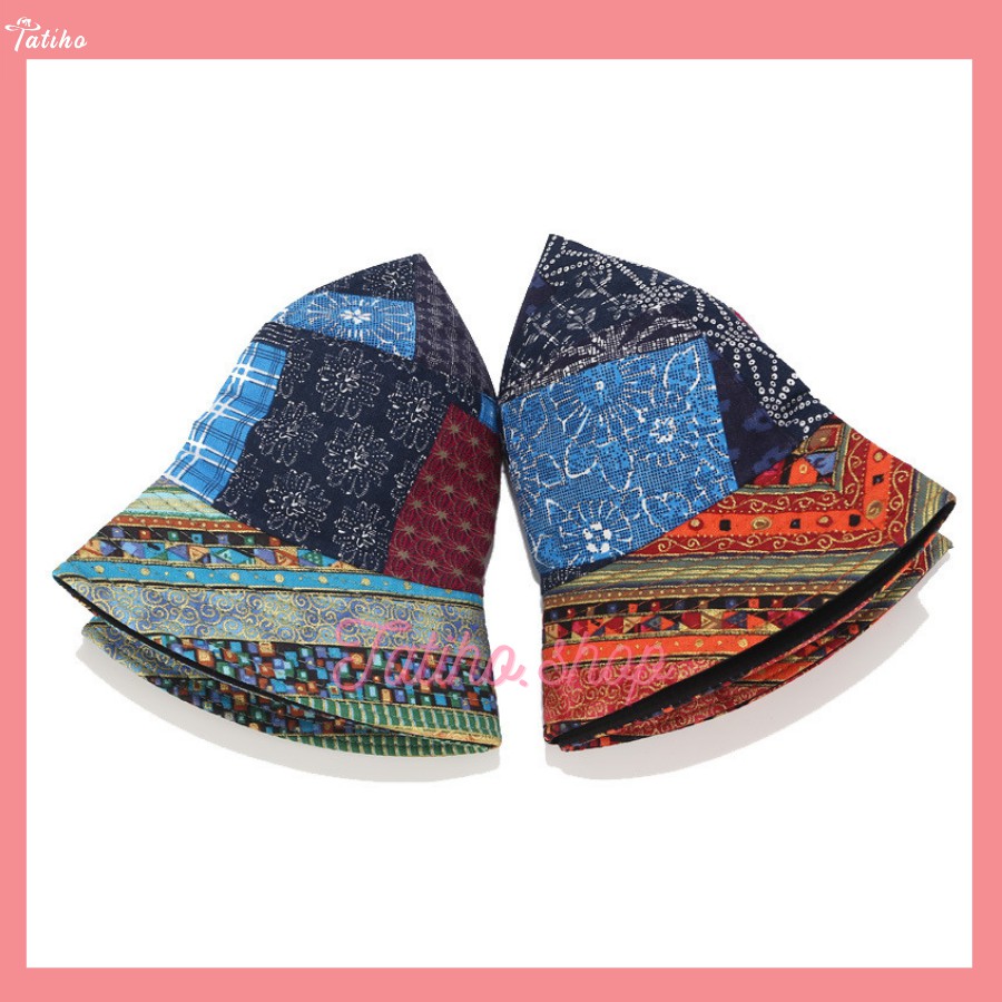 [Hàng Xịn, Giá Tốt] Mũ Nón Bucket Vành Ngắn Họa Tiết Thổ Cẩm Nhiều Màu - Mã NV012