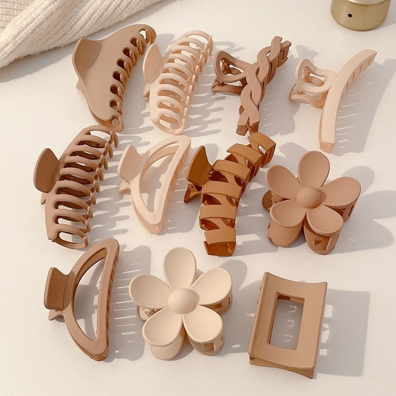 Kẹp Tóc Màu Khaki Phong Cách Vintage Thời Trang Cho Nữ