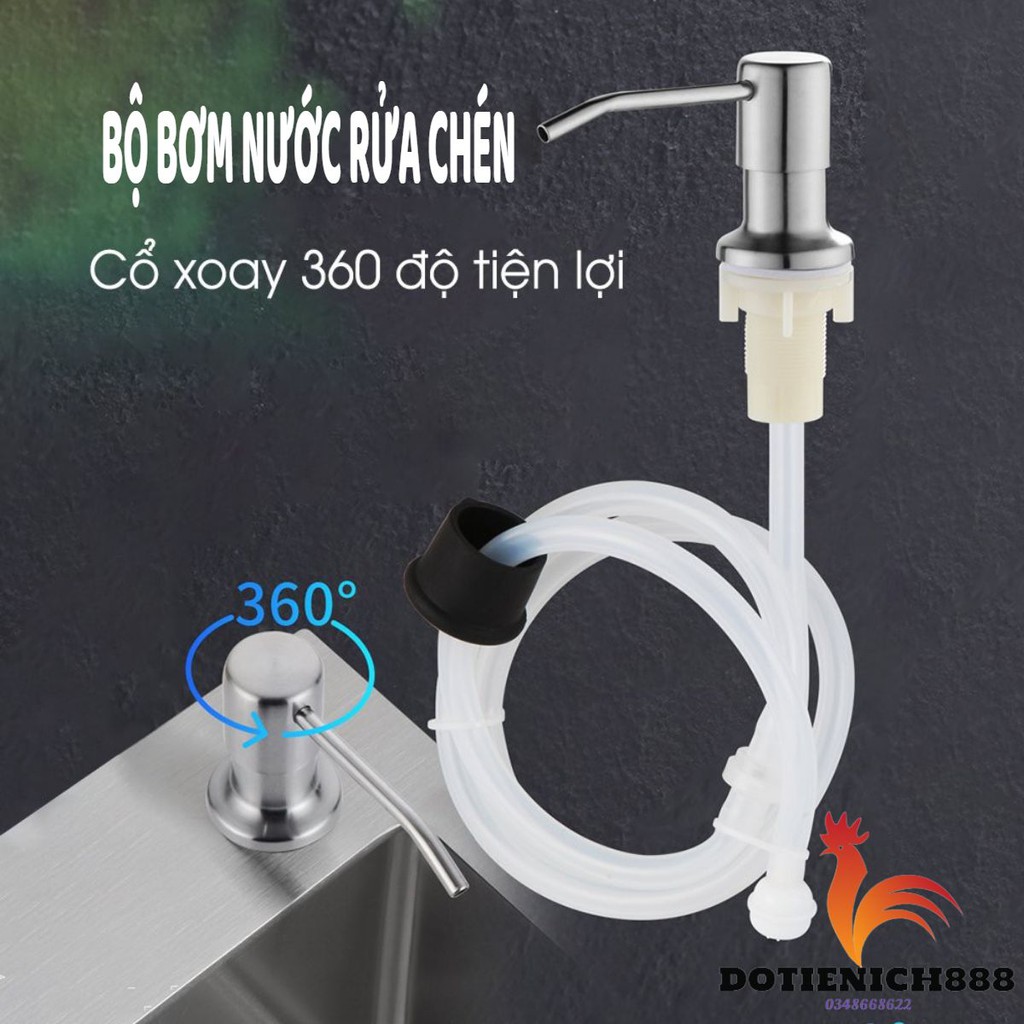 Bộ vòi bơm hút nước rửa chén gắn bồn rửa tự bơm hút dầu rửa bát với ống dẫn silicon dài 1,2m
