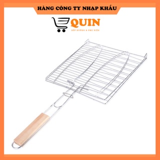 Vỉ nướng thịt gà cá tay cầm gỗ Model VN04