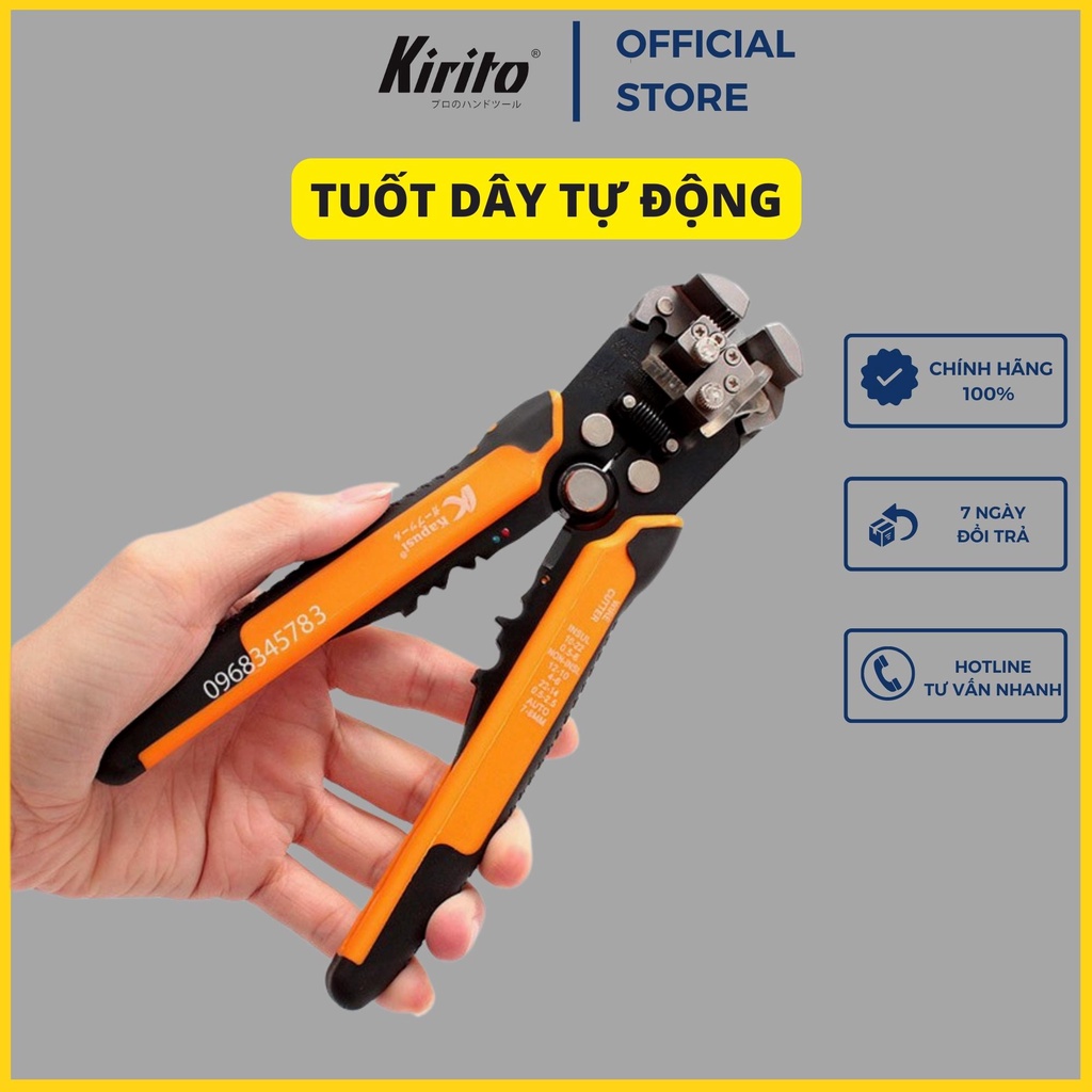 Kìm tuốt dây điện tự động cắt dây bấm cos đa năng KAPUSI Nhật chính hãng