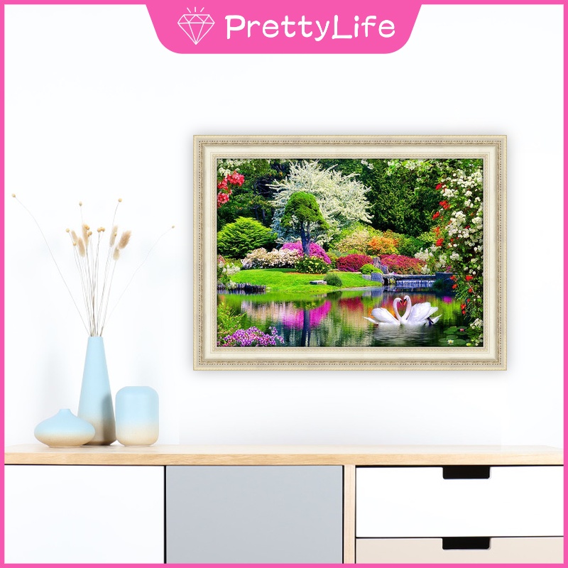 Bộ tranh đính đá 5D tự làm hình phong cảnh cây cối 40x30cm trang trí nhà cửa