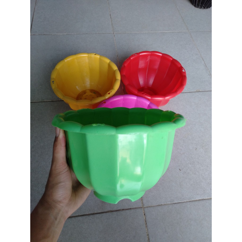 bộ 10 chậu nhựa bí có dây treo nhiều màu
