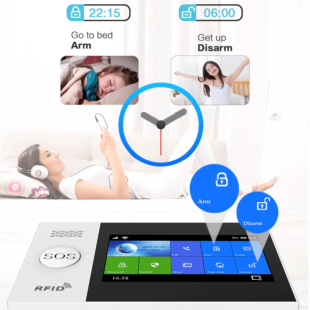 Hệ Thống Báo Động Thông Minh Chống Trộm Màn Hình Cảm Ứng 4.3-inch WIFI + GSM tuya