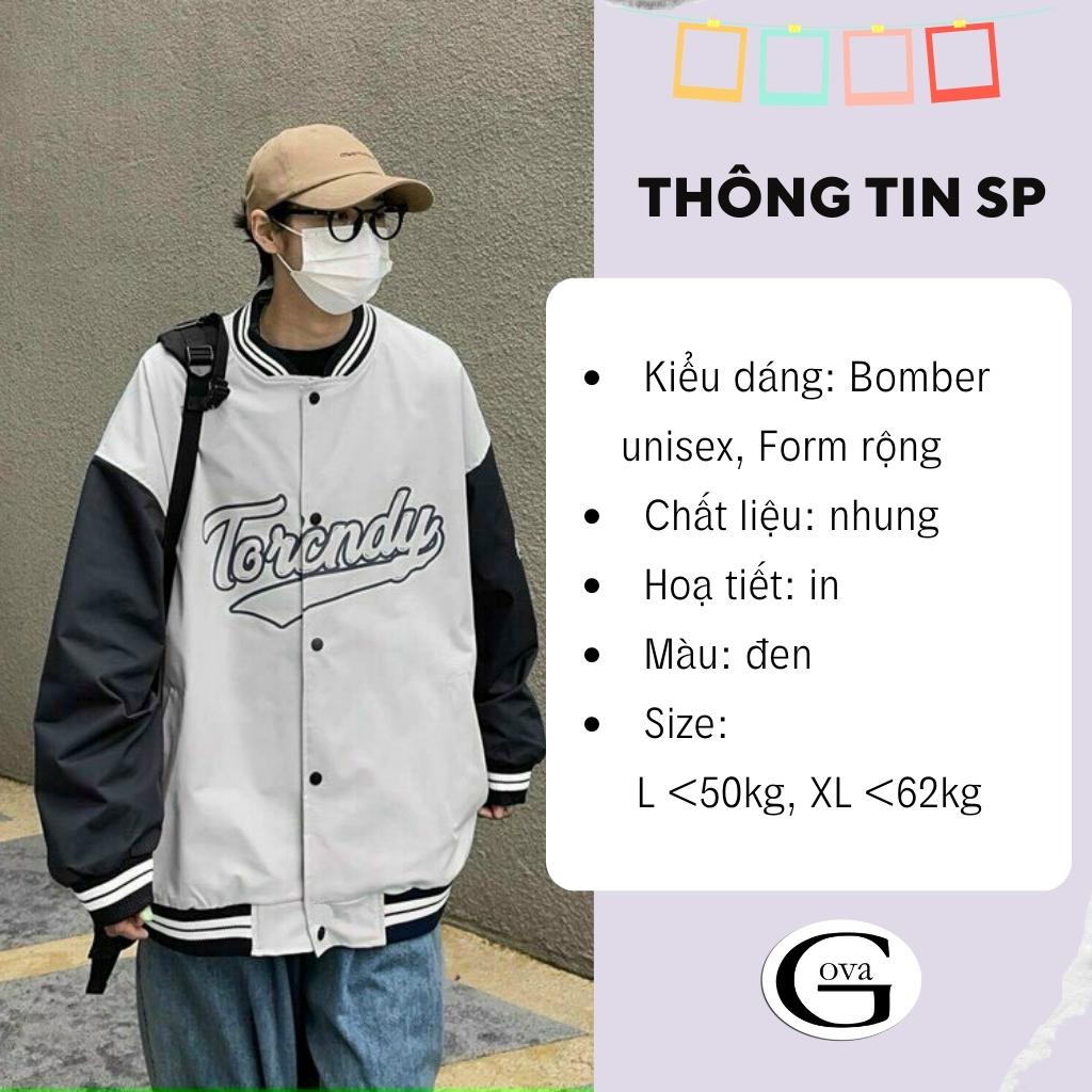 Áo Khoác Bomber Dù In TORI.CNDY Form Rộng Nam Nữ Ulzzang Unisex Thời Trang GOVA