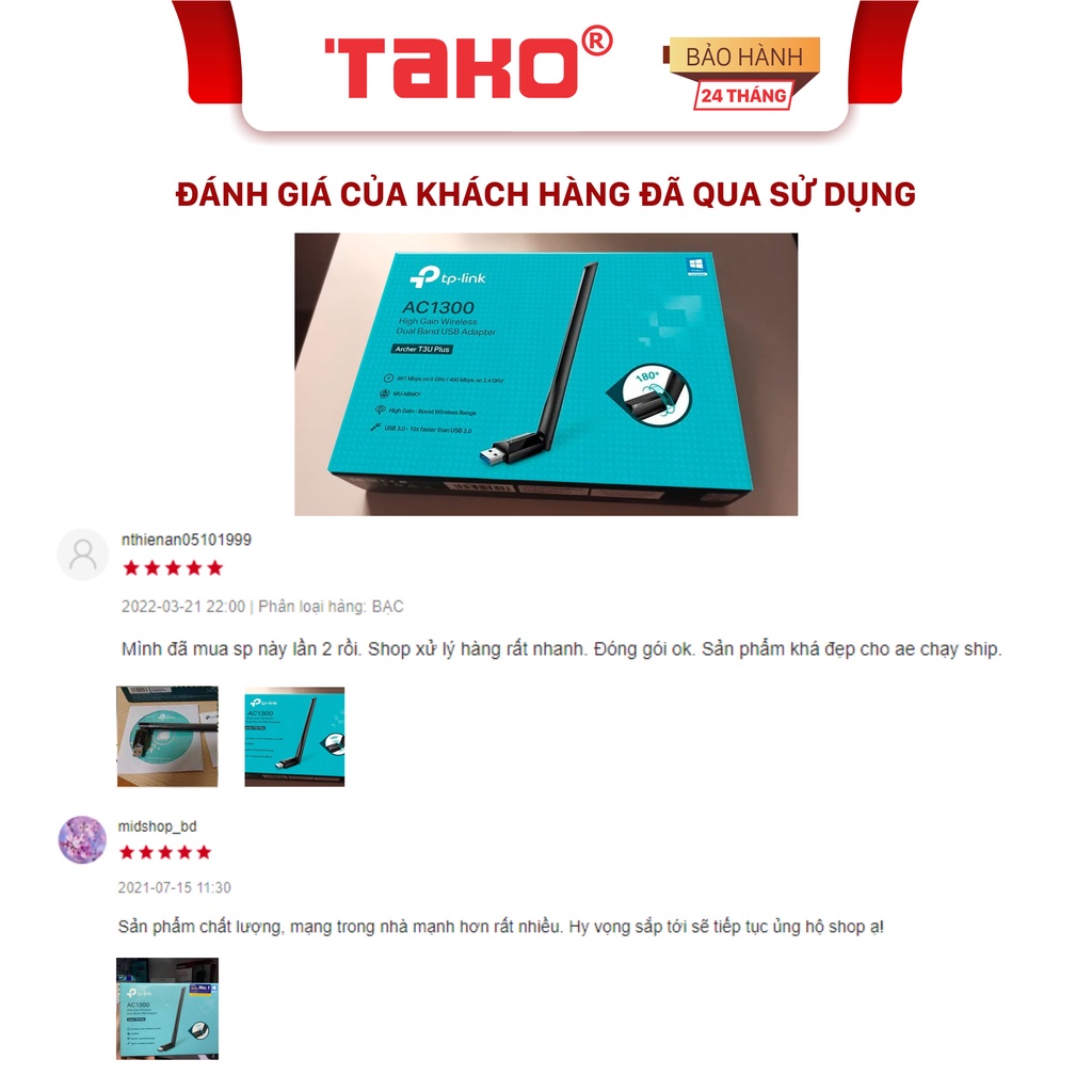 USB Wifi TpLink Archer T3U Plus Dual Band chuẩn AC1300Mbps kết nối nhanh, tốc độ cao. Chính hãng, BH 24 tháng