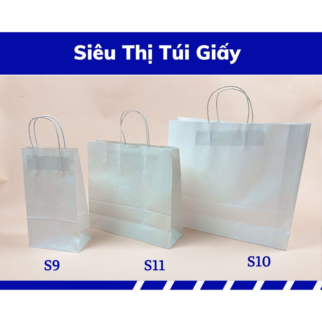 Túi giấy xi măng - túi giấy Kraft có quai giá nhà máy sản xuất (Ảnh thật shop tự chụp)