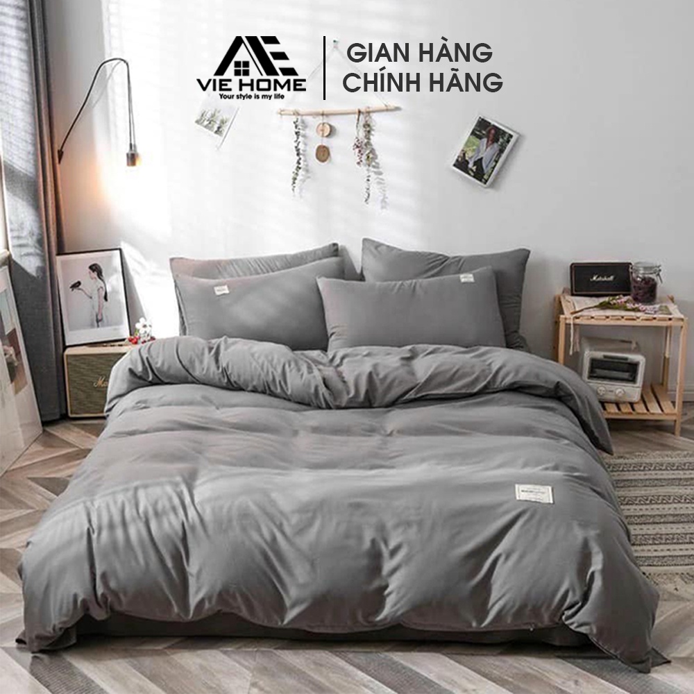 Bộ chăn ga gối Cotton Tici VIE Home - Bedding nhiều mẫu trơn màu vintage đủ các kích thước M4 M6 M8 chưa có ruột