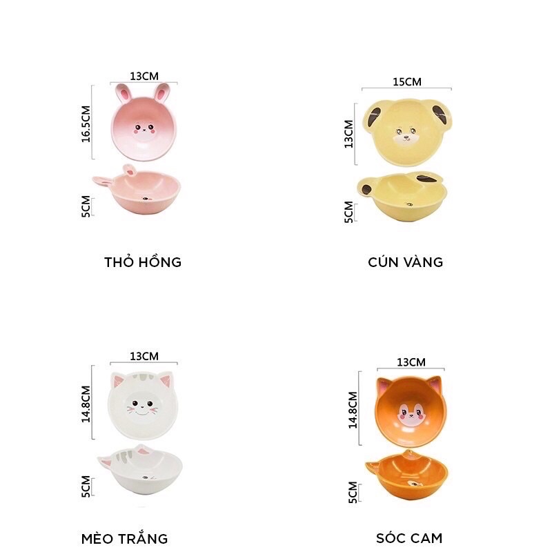 bát sứ ăn dặm cao cấp hình con vật đáng yêu