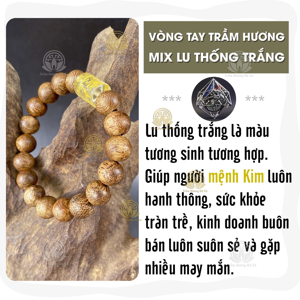 [Mã BMBAU50 giảm 7% đơn 99K] Vòng tay lu thống phong thủy trầm hương HÀ XÁ nam nữ mệnh kim mộc thủy hỏa thổ