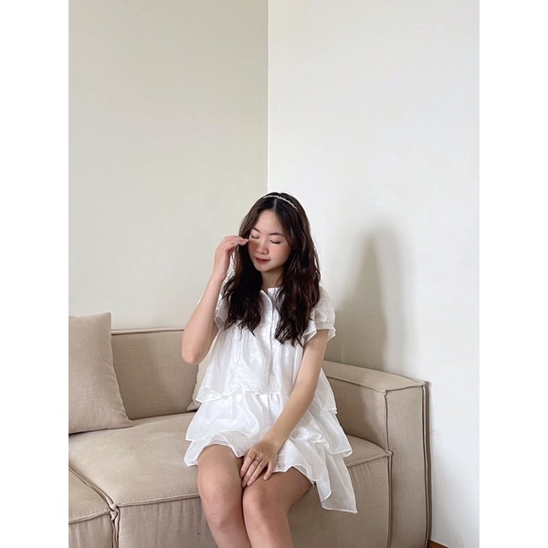 Đầm - Váy kim sa cổ bèo nhiều tầng ulzzang