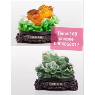 Cóc ngậm tiền (thiềm thừ) hoa sen cao 12,5cm