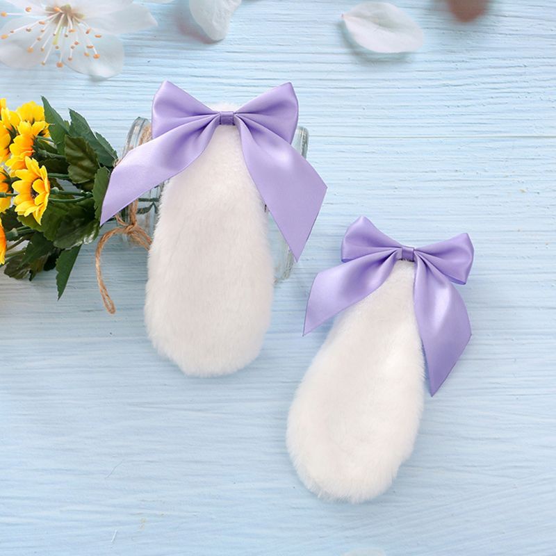 Kẹp Tóc Nơ Tai Thỏ Bằng Lông Nhung Màu Kẹo Dùng Hóa Trang Lolita Dễ Thương Cho Bạn Gái