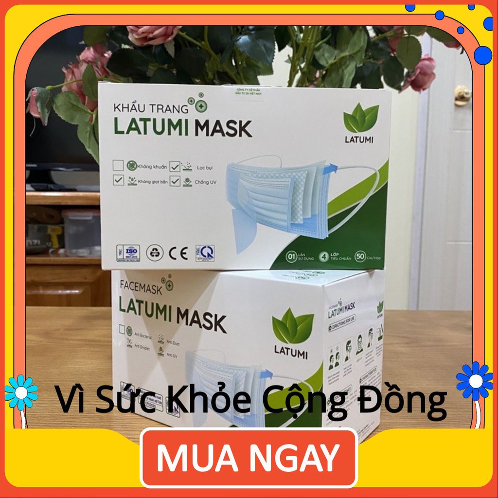 [COMBO 2 HỘP] Khẩu Trang Y Tế 4 Lớp Lọc Khuẩn 99% Cao Cấp LATUMI Phòng Chống Vi Khuẩn Qua Đường Hô Hấp nino.shop05 | BigBuy360 - bigbuy360.vn