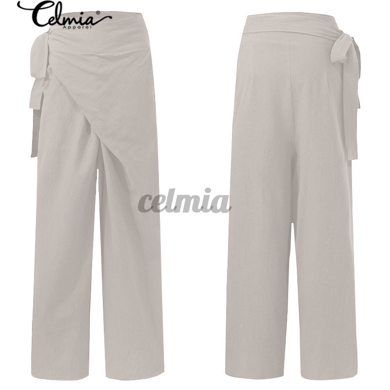 Quần Dài Celmia Bằng Linen Dáng Rộng Cạp Cao Thời Trang Thường Ngày Đơn Giản Dành Cho Nữ | BigBuy360 - bigbuy360.vn