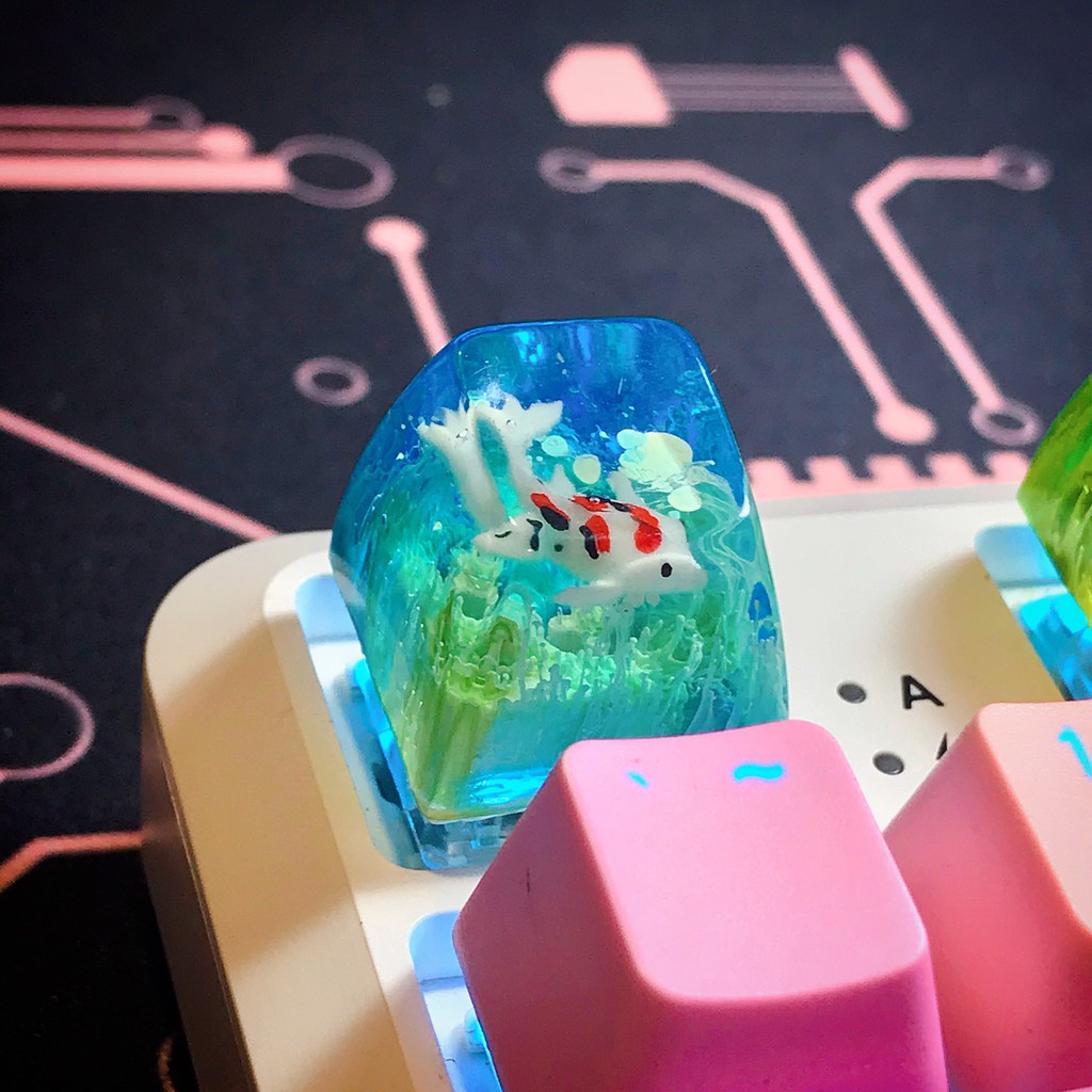 Keycap cá Koi 1u profile SA🎏 Keycaps artisan handmade Koi fish trang trí bàn phím cơ gaming