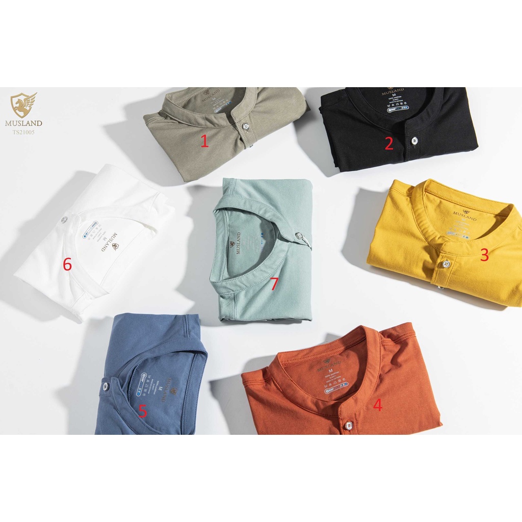 Áo Phông Nam Cổ Tàu Áo T-shirt Henley Cao Cấp MUSLAND VNXK Vải mềm mát, co giãn cực thoải mái