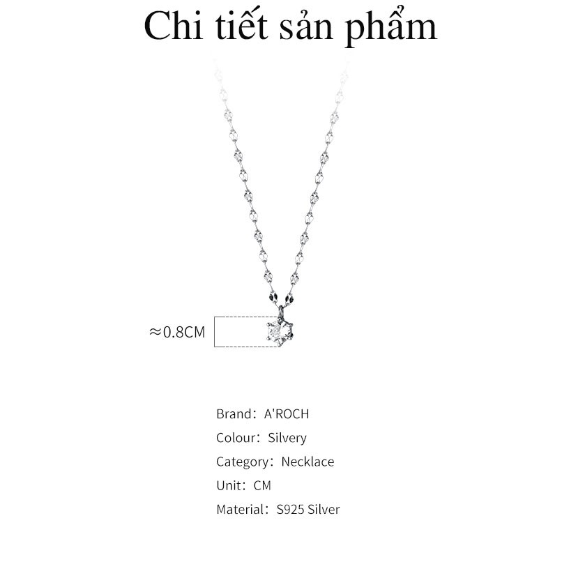 Dây chuyền bạc S925 dây chuỗi đá lạ mắt D8183 - AROCH Jewelry