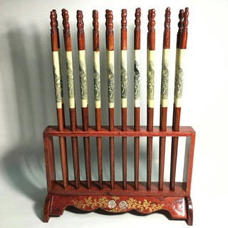 Bộ đũa thờ gỗ hương khảm 10 đôi cắm đứng - hàng loại 1