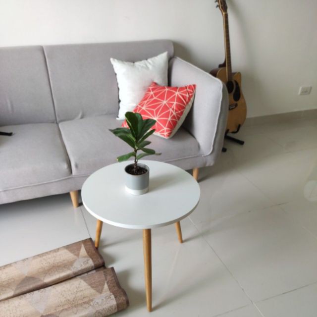 Bàn trà sofa chân gỗ sồi, bàn cafe mặt tròn IGEA bt50m