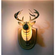 Đèn gỗ đầu hươu trang trí, đèn gỗ treo tường trang trí phòng khách, phòng ngủ đẹp