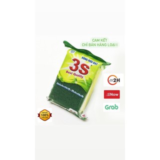 Miếng rửa bát 3S hàng Việt Nam chất lượng cao, bọt biển rửa chén 1 mặt nhám