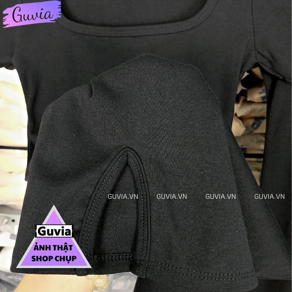 Đầm Váy Body Cổ Vuông Tay Ngắn Xẻ Đùi Trước Chất Thun Borip Tốt Mặc Đẹp, Đầm Ôm Sexy Gợi Cảm GUVIA