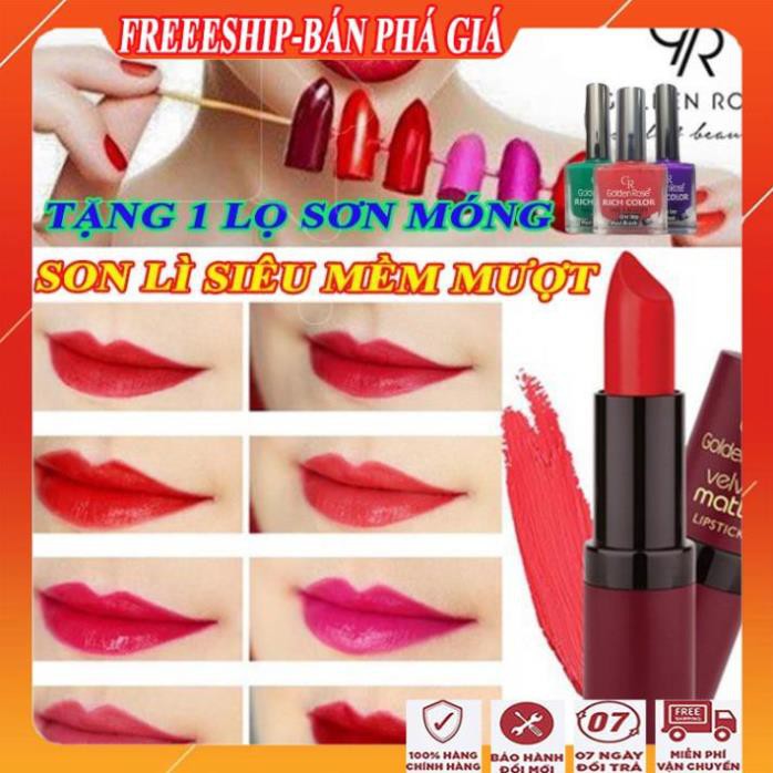 Son lì lâu trôi siêu mềm mịn, siêu đẹp, không lem/Son kem lì velvet matte golden rose
