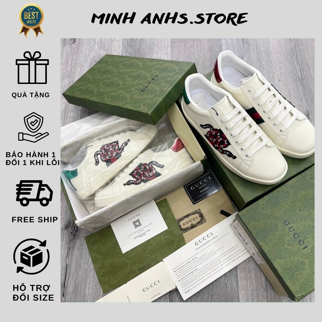 Giày Thể Thao Gucci Rắn, GC Rắn Thêu hương Vani Bản đầy đủ phụ kiện Hàng Trung Cao Cấp nhất