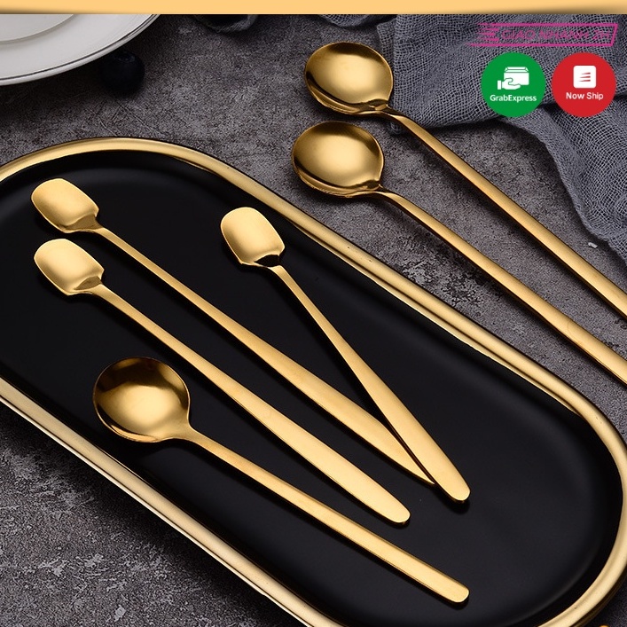 Thìa Vàng Decor Liz Flower Muỗng Cafe Thìa Vuông Sang Trọng