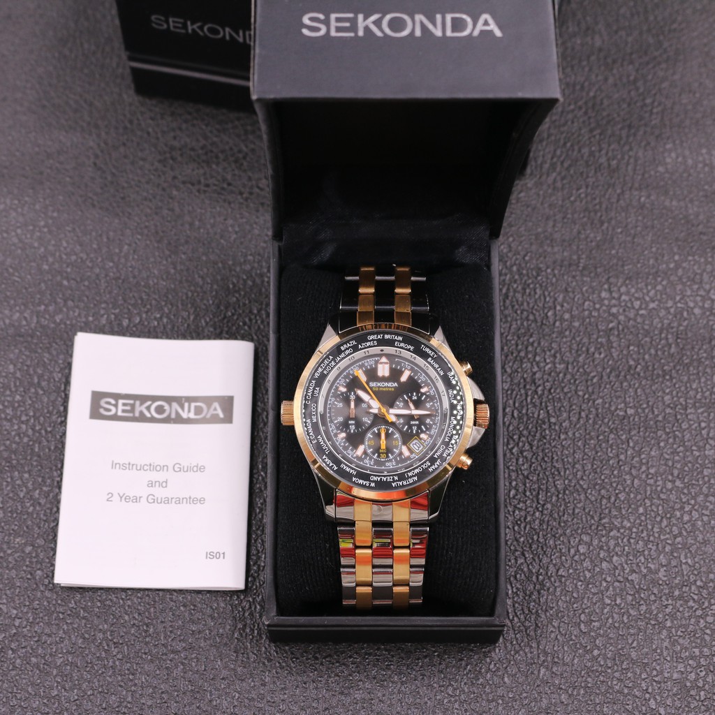 Đồng hồ nam SEKONDA CHRONOGRAPH 1025 dây kim loại thương hiệu Anh Quốc